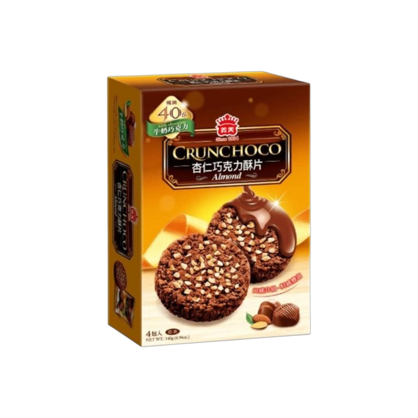 義美杏仁巧克力酥片 - 牛奶巧克力 (四包入) 140g